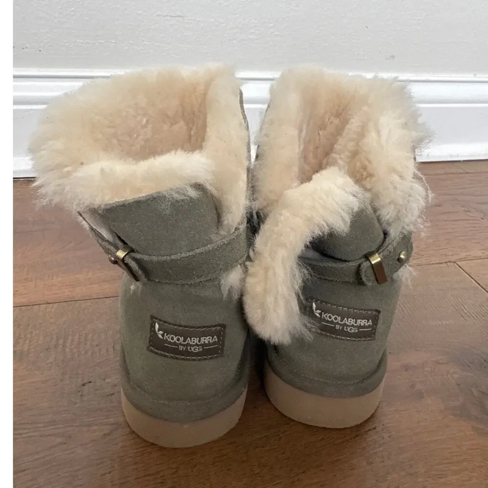 Koolaburra by UGG Remley Sherpa Lined Mini Boots Gray US 8 EU 39